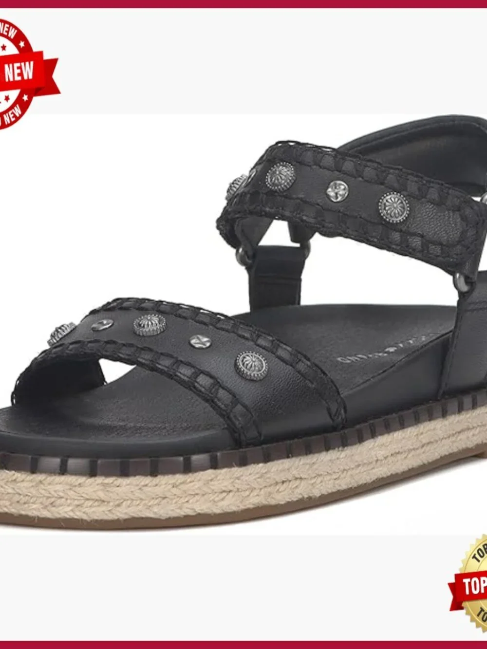 Leather footbed platform sandals with studded straps